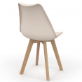 Set van 6 beige en witte SARA Scandinavische stoelen met bruin en beige patchwork fluweel