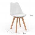 Lot de 6 chaises scandinaves SARA beige, blanc et patchworks marron et beige