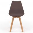 Set van 6 Scandinavische SARA-stoelen, mix van taupe, beige en witte kleuren