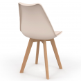 Set van 6 Scandinavische SARA-stoelen, mix van taupe, beige en witte kleuren