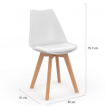 Set van 6 Scandinavische SARA-stoelen, mix van taupe, beige en witte kleuren