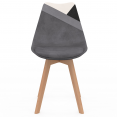 Set van 6 Scandinavische SARA-stoelen in donkergrijs, wit, zwart en zwart, grijs en wit patchworkfluweel