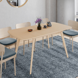 Table à manger extensible rectangle NOOR 4-6 personnes effet bois 120-160 cm