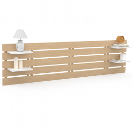 NINA 240 CM licht houten hoofdbord met 5 brede latten en witte planken