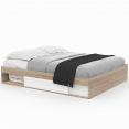 SALEM bedframe met opbergruimte en lattenbodem 160 x 200 cm met hout- en witeffect