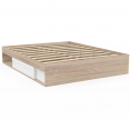 SALEM bedframe met opbergruimte en lattenbodem 160 x 200 cm met hout- en witeffect