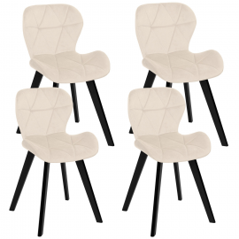 Lot de 4 chaises ROBINE en velours beige pieds noirs