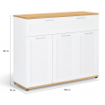 VITO 3-deurs dressoir met 1 witte lade en 100 cm houten blad