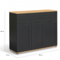 VITO 3-deurs dressoir met 1 zwarte lade en 100 cm houten blad