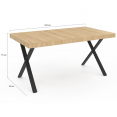 ALMA 6-persoons eettafel, industrieel ontwerp 160 cm