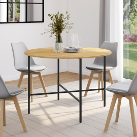 DETROIT ronde eettafel voor 6 personen, industrieel ontwerp 110 cm