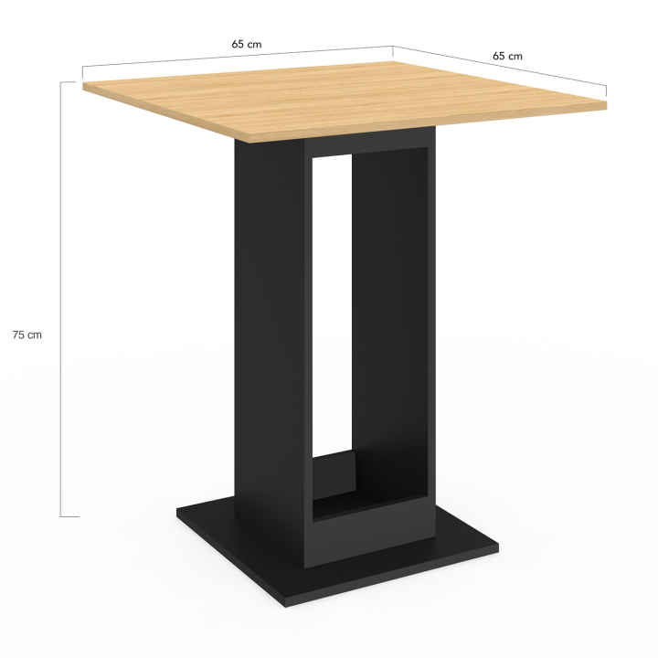 Table à manger carrée ZELIE 4 personnes bois et métal noir 65 cm