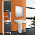 Design LEA kolomkast badkamer van wit hout met grijze deuren