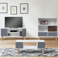 Scandinavisch tv-meubel EFFIE met 2 deuren, in wit en grijs hout