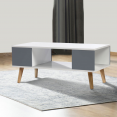 Scandinavische EFFIE-salontafel in wit en grijs hout