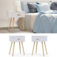 Set van 2 EIYA Scandinavische nachtkastjes in wit hout