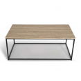 Table basse DETROIT 113 cm design industriel bois et métal noir