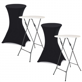 Set van 2 inklapbare hoge tafels 105 cm en 2 zwarte hoezen