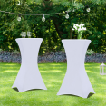 Set van 2 hoge klaptafels 105 cm en 2 witte hoezen
