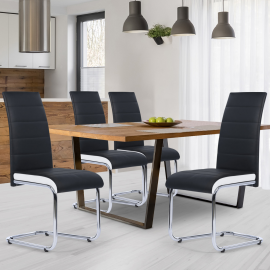 Set van 4 stoelen MIA zwart met witte rand voor eetkamer