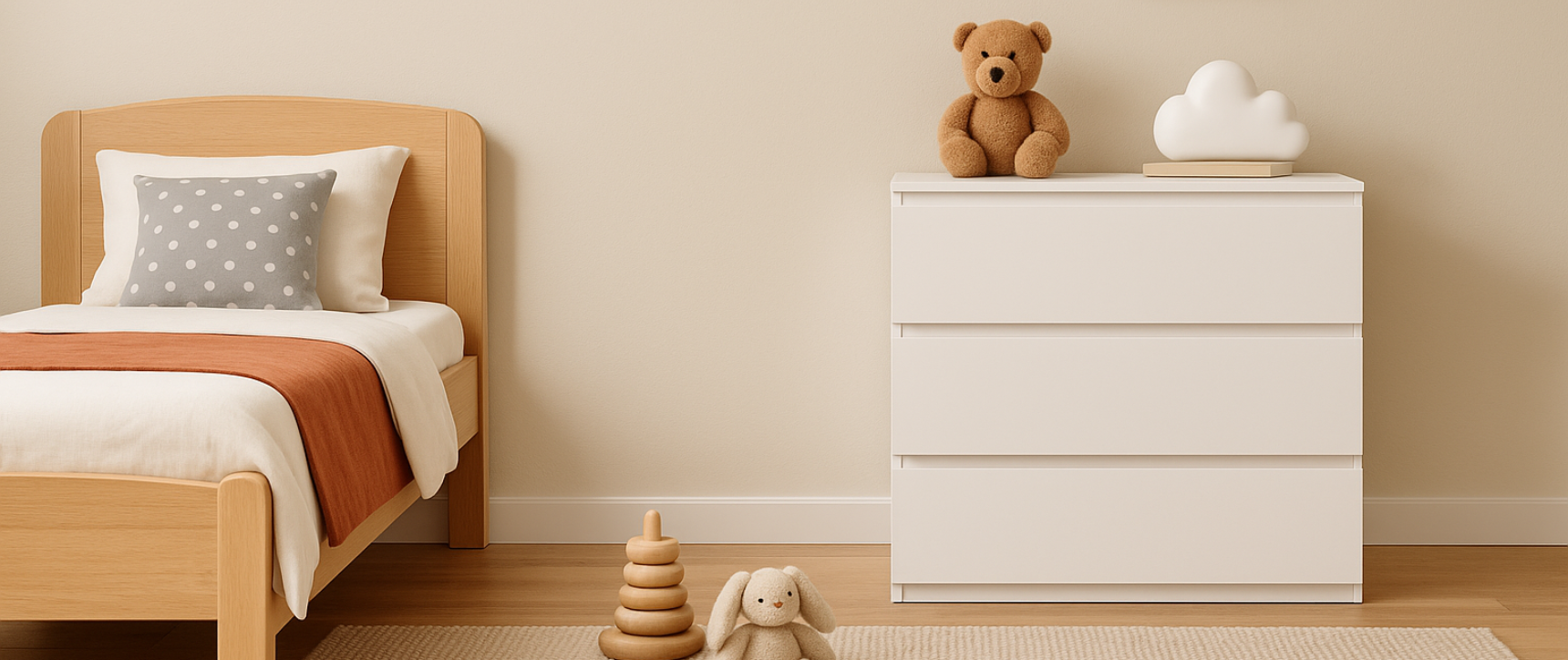 TOMI Commode met 3 laden 78 cm wit hout